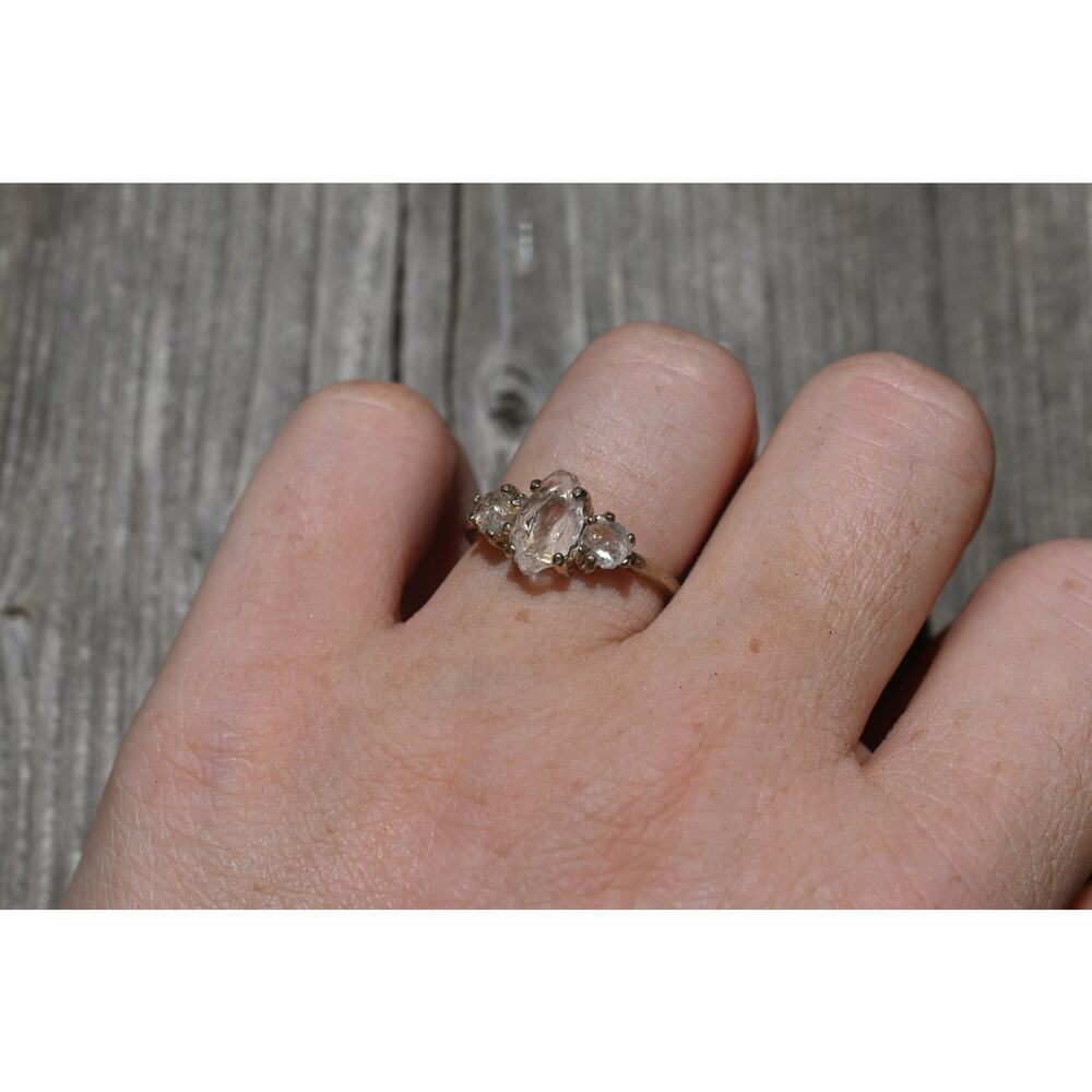 14k Gold Diamond Ring Size 7 Raw Diamond Engagement Ring Solid Gold Engagement - Picture 3 of 5